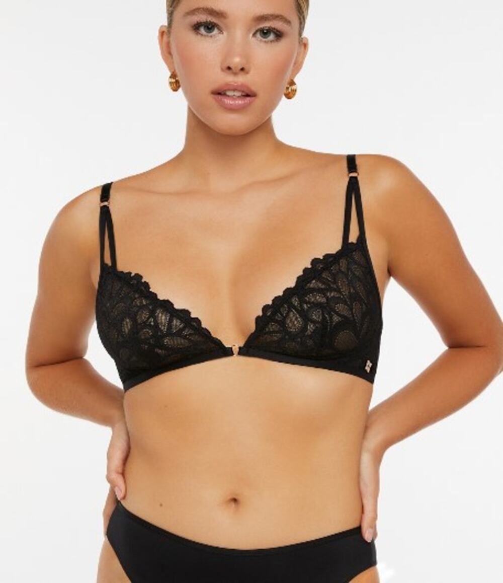 NWT Savage X Fenty Not Sorry Triangle Bralette Black Lace Med